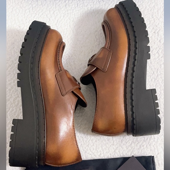 PRADA Women’s Double Chocolate Leather Loafers - Picture 8 of 15